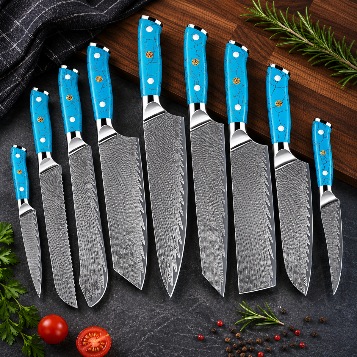 Blue Stone Damascus Series